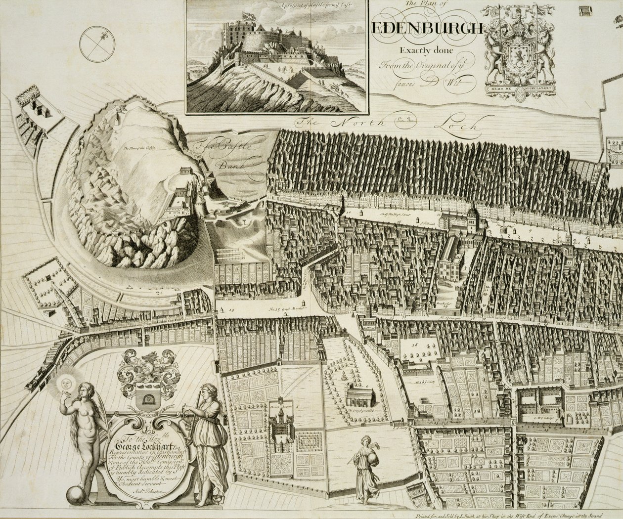 Plan von Edinburgh, veröffentlicht von John Smith, um 1710 von Andrew Johnston