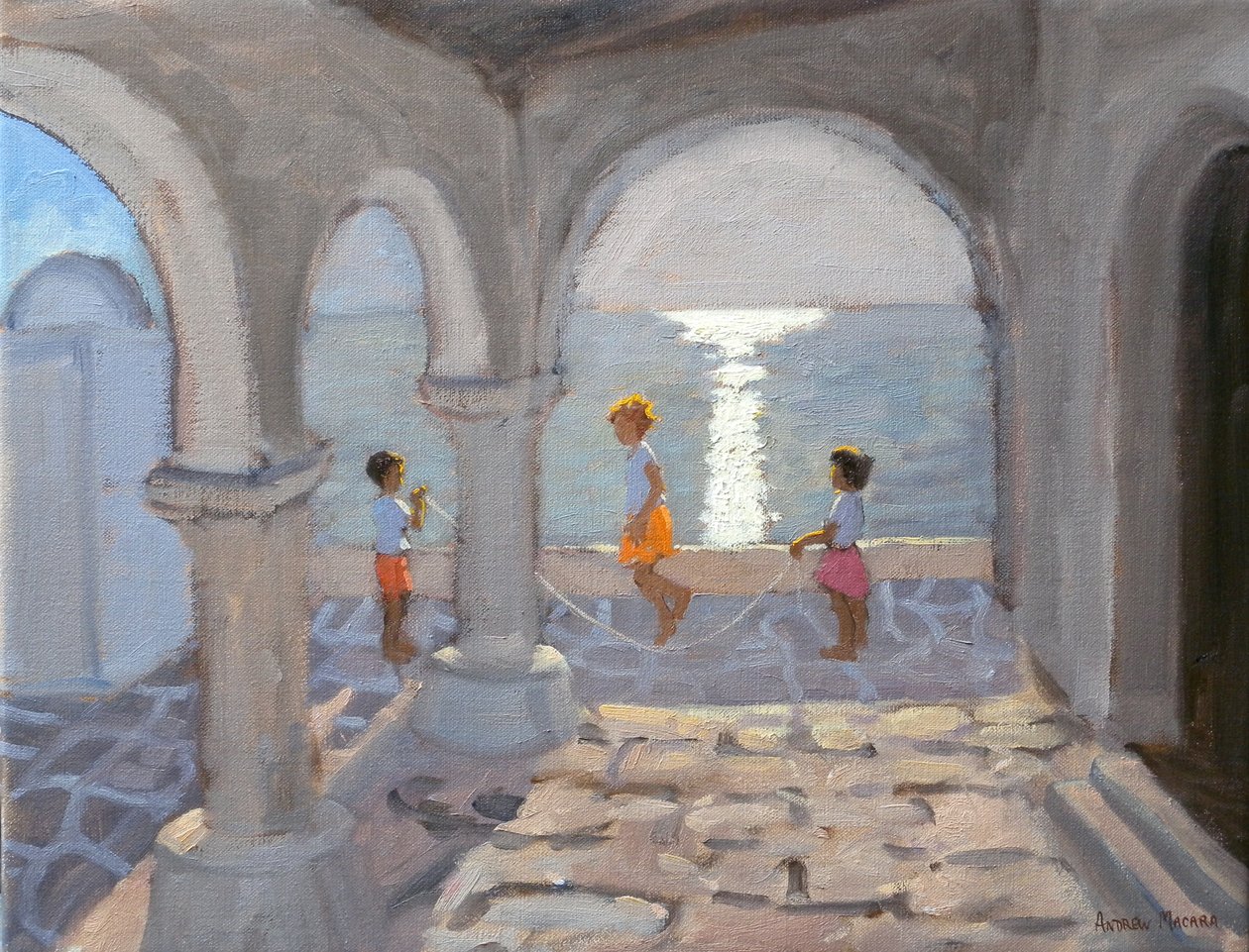 Kinder beim Seilspringen, griechische Inseln, 2008 von Andrew Macara