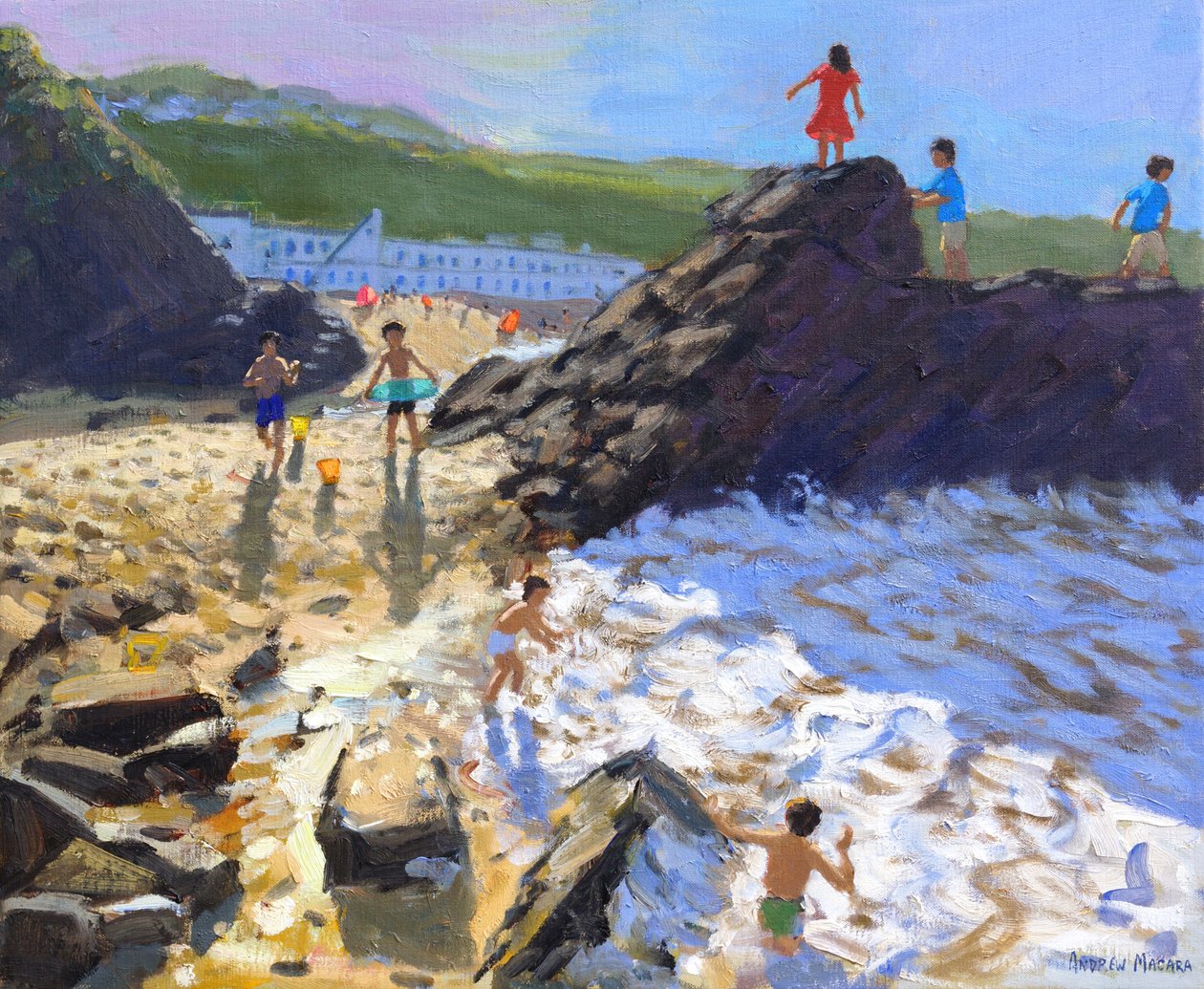 Klettern auf den Felsen, St. Ives von Andrew Macara