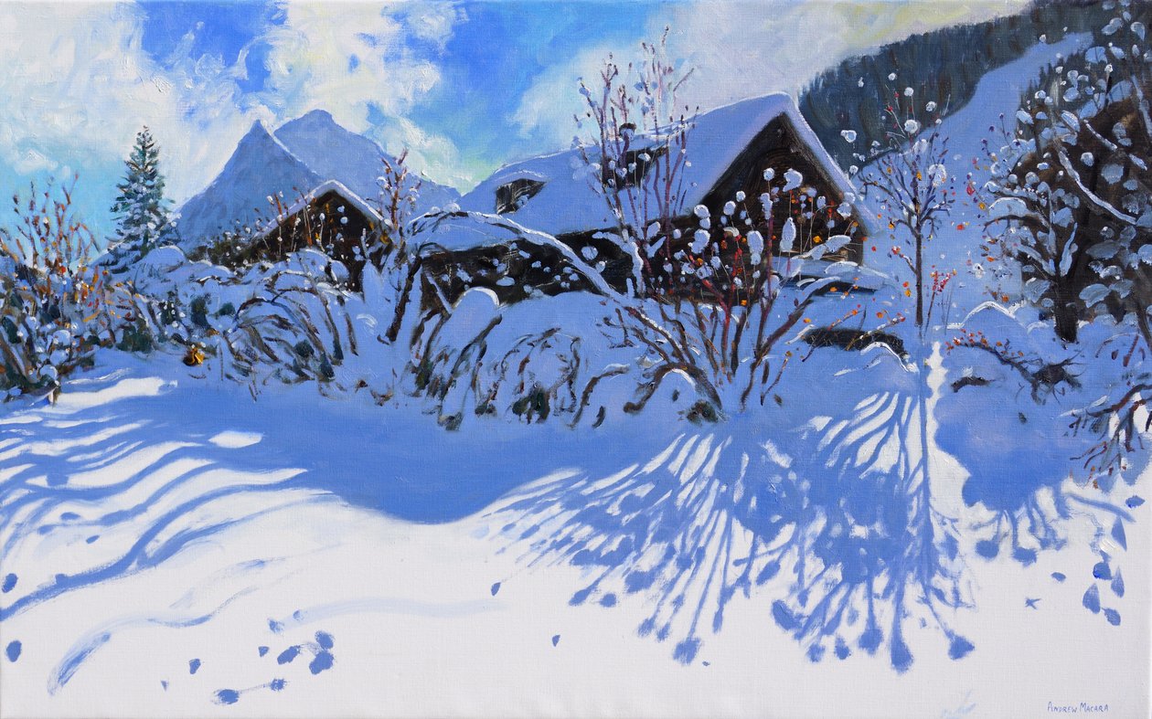 Frischer Schnee, Morzine Village, 2015 von Andrew Macara