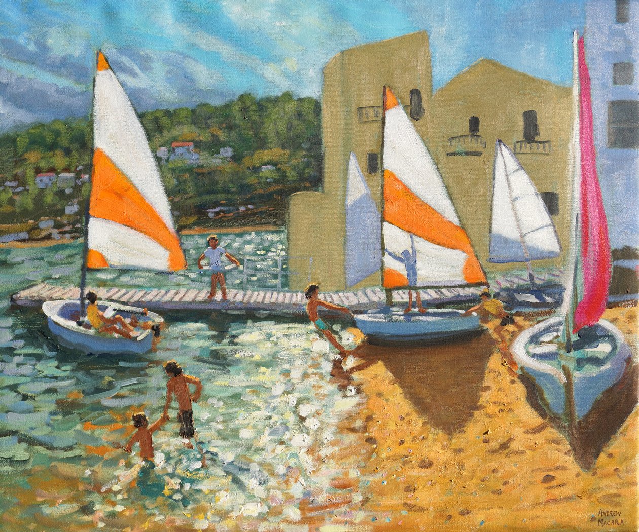 Boote zu Wasser lassen, Calella de Palafrugell, Spanien von Andrew Macara