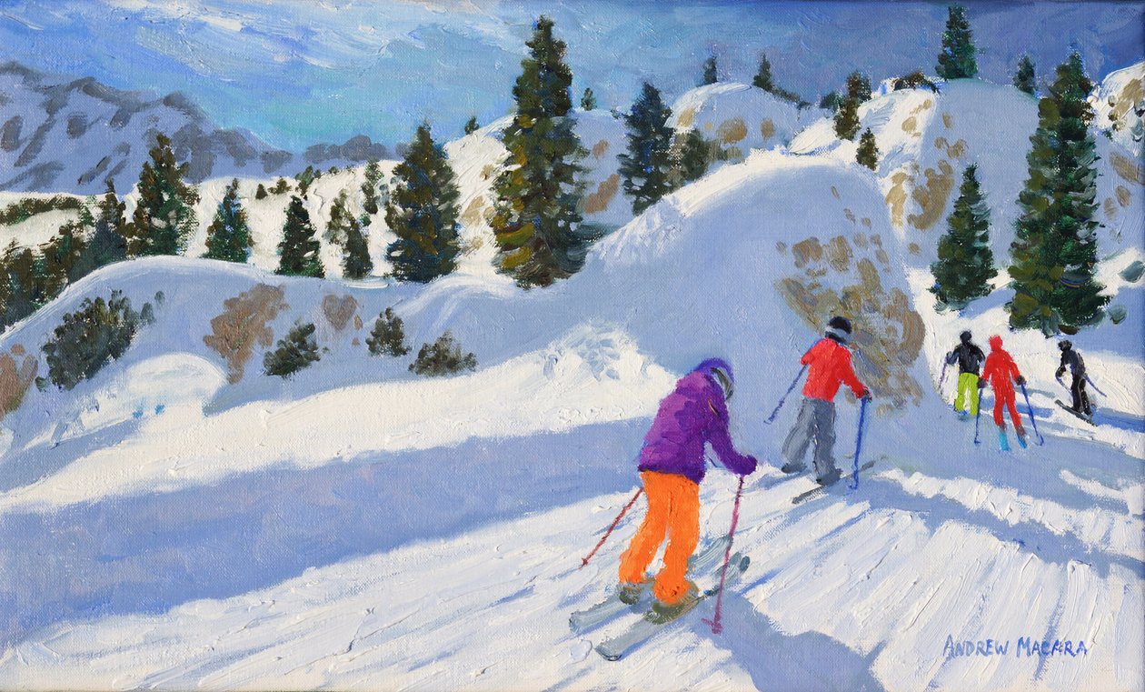 Skifahren, Rock City, Selva Gardena, Italien, 2016 von Andrew Macara