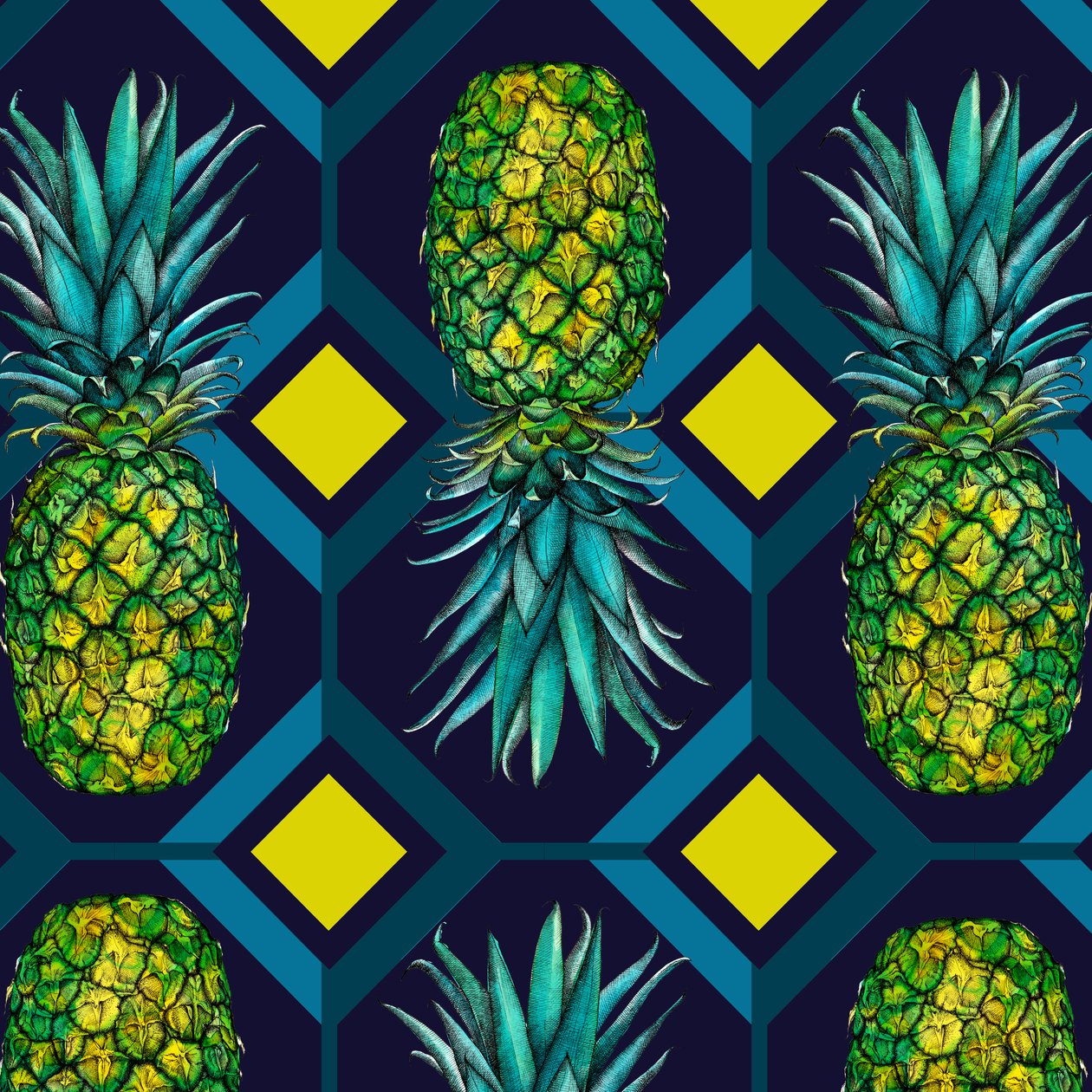 Ananas geometrische Fliese, 2018 von Andrew Watson