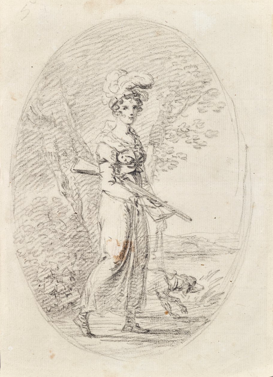 Jägerin mit Hund von Angelica Kauffmann