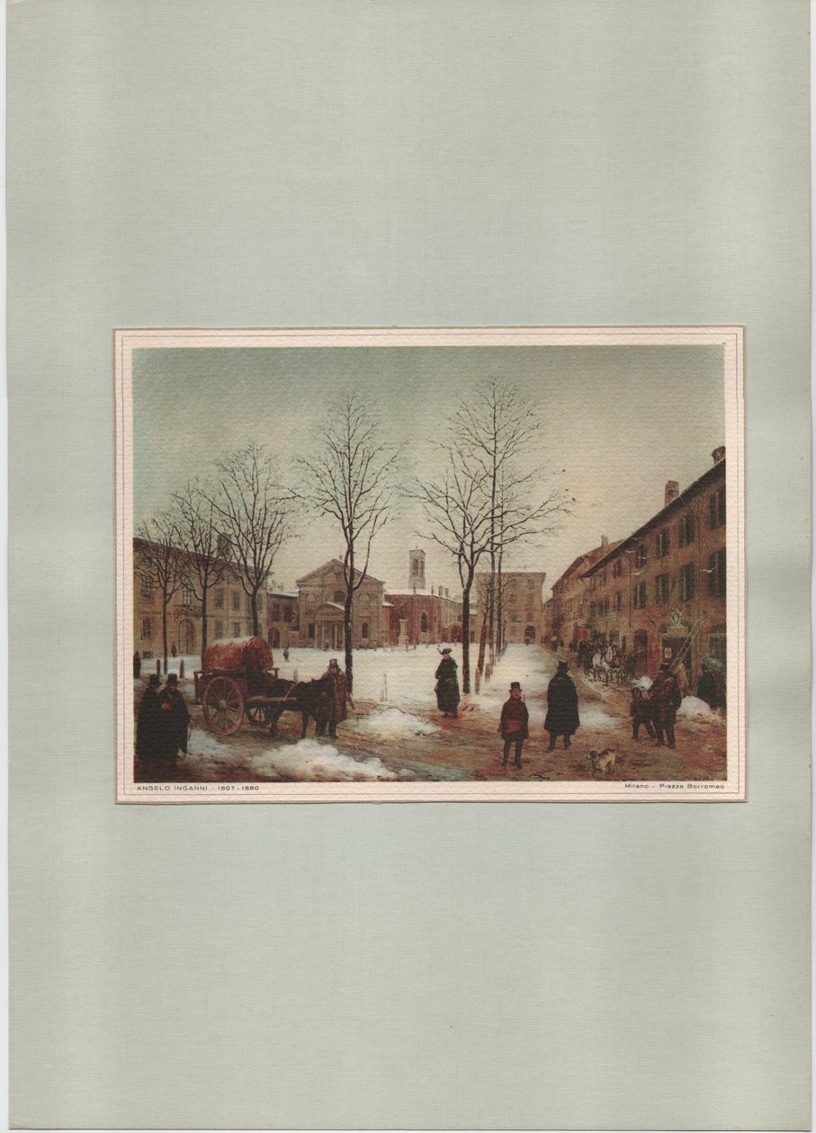 Mailand - Piazza Borromeo (unbekannt) (Druck) von Angelo Inganni
