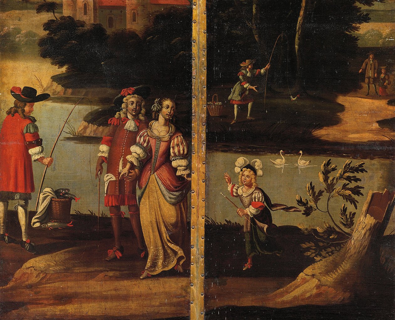 Vierfacher doppelseitiger Bildschirm, ca. 1700 von Anglo Flemish School