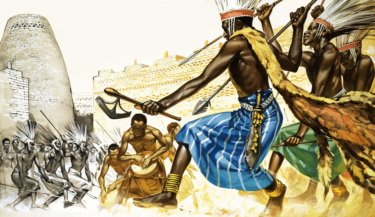Kriegstanz der Bantu-Stammeskrieger von Angus McBride