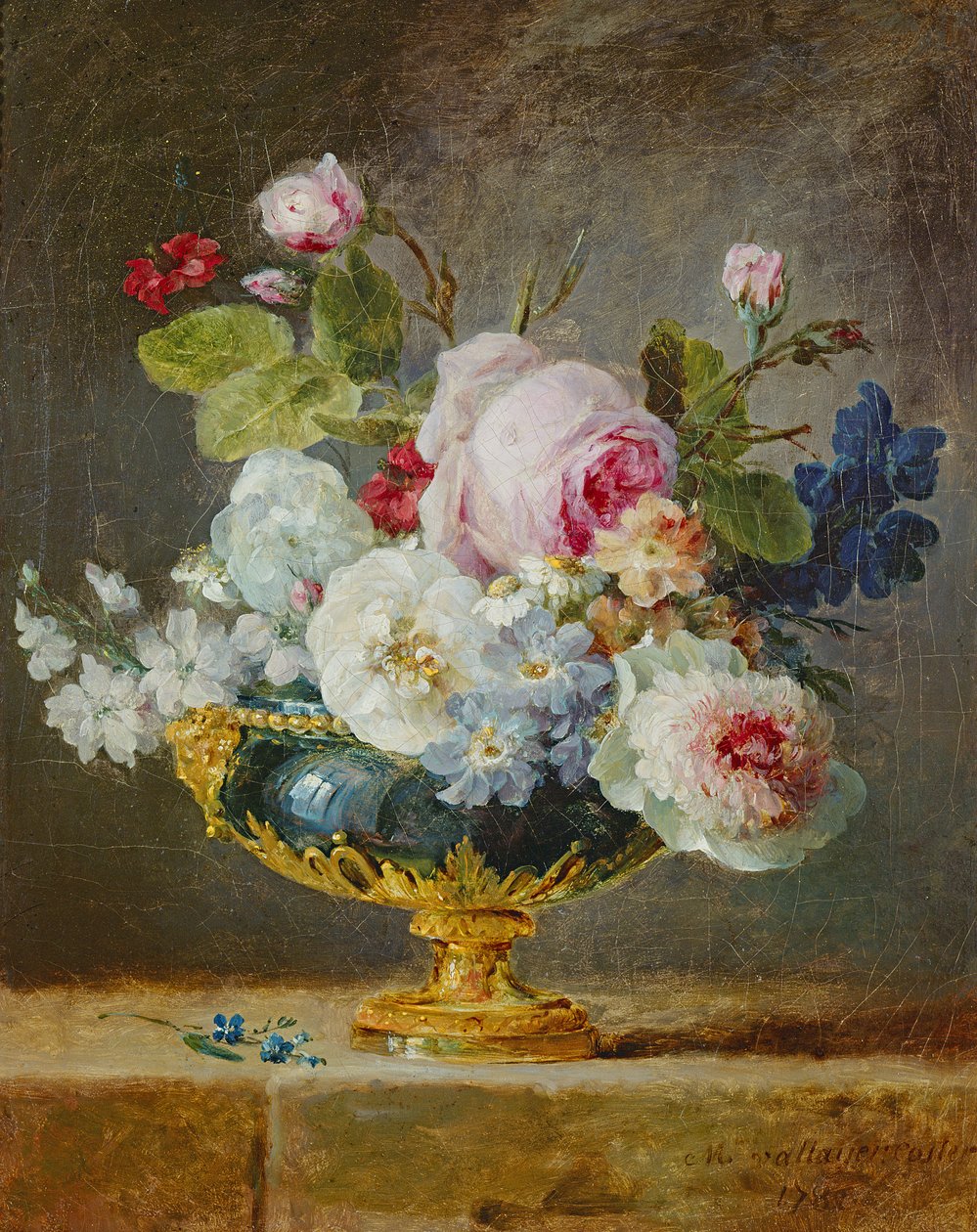 Blumen in einer blauen Vase, 1782 von Anne Vallayer Coster