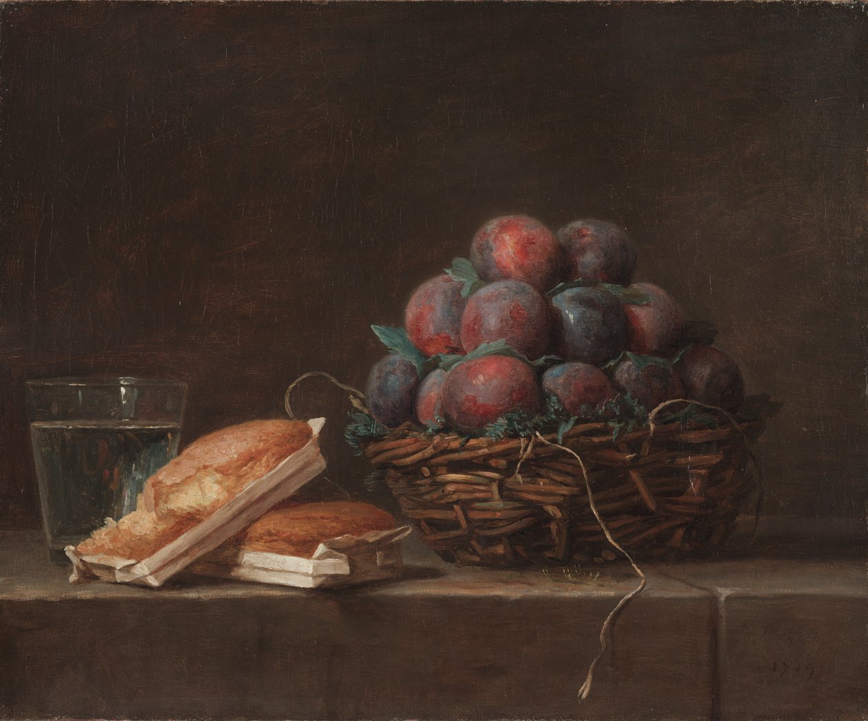 Korb mit Pflaumen, 1769 von Anne Vallayer Coster