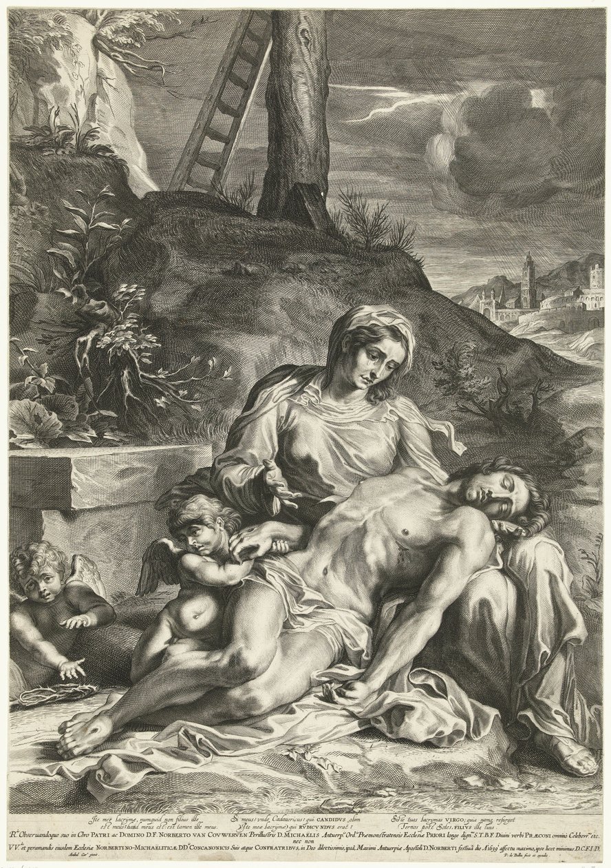 Pieta, graviert von Pieter de Bailliu von Annibale (after) Carracci