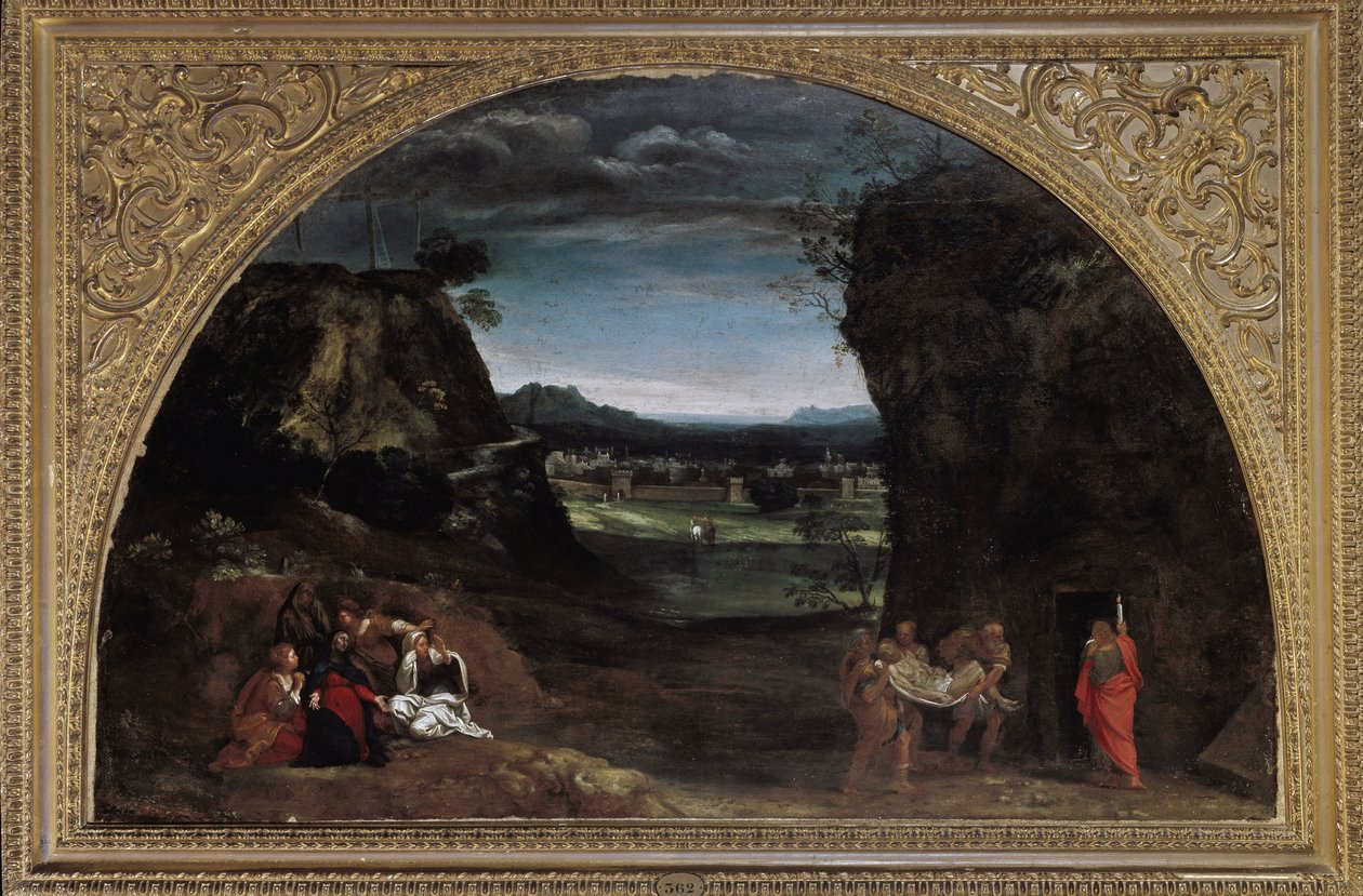 Landschaft mit Kreuzabnahme von Annibale Carracci