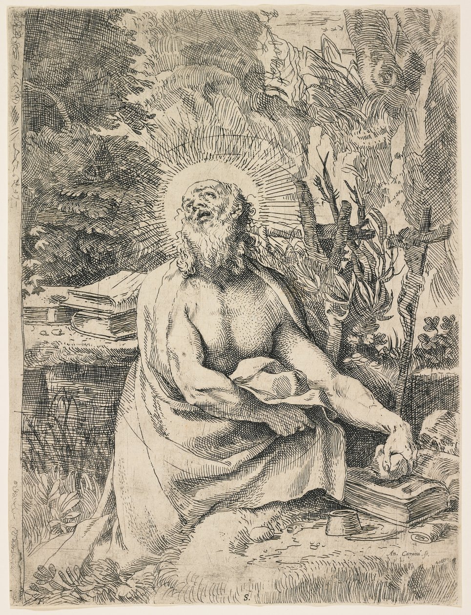 Heiliger Hieronymus in der Wildnis, ca. 1591 von Annibale Carracci