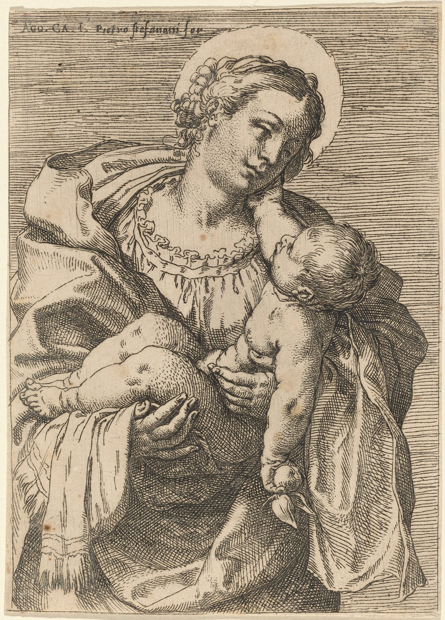 Die Madonna und das Kind mit einem Apfel von Annibale Carracci