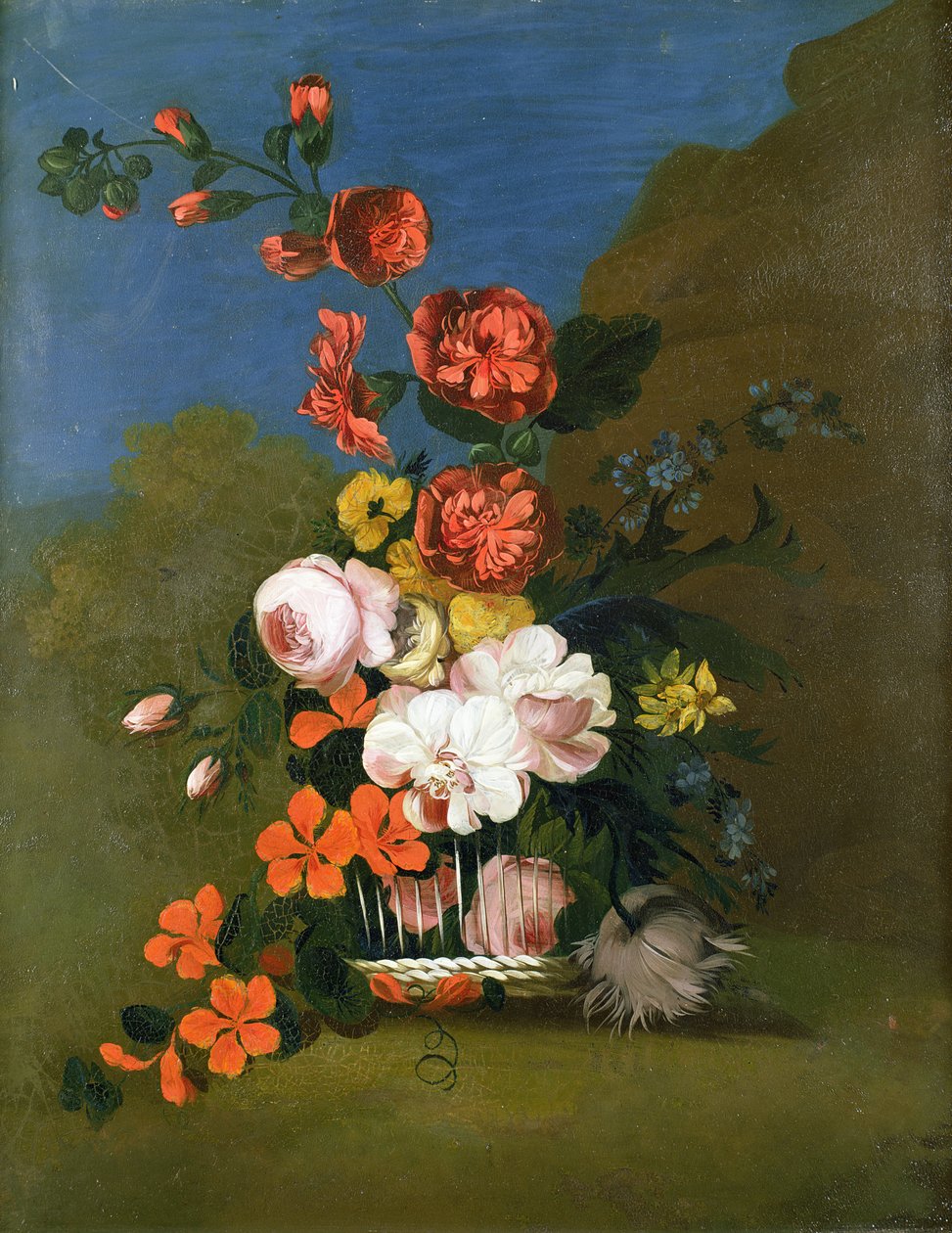 Stillleben mit Blumen (eines von einem Paar) von Unbekannt Unbekannt