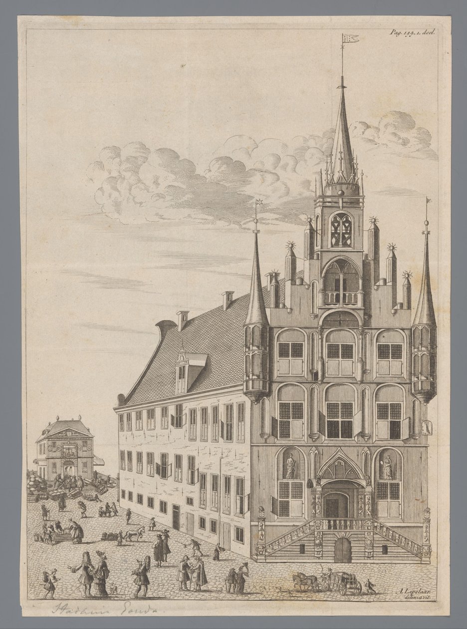 Ansicht des Rathauses von Gouda von Anonymous