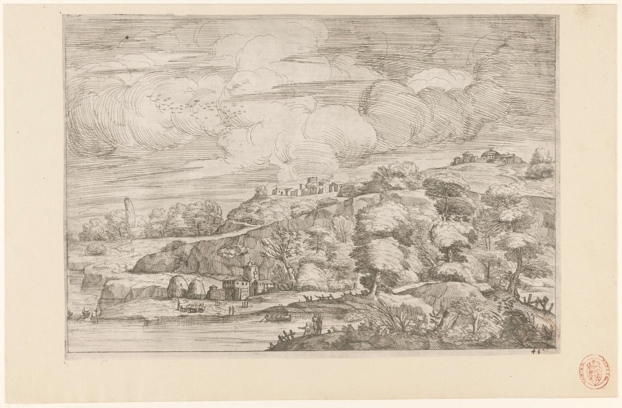 Hügellandschaft am Fluss von Anonymous