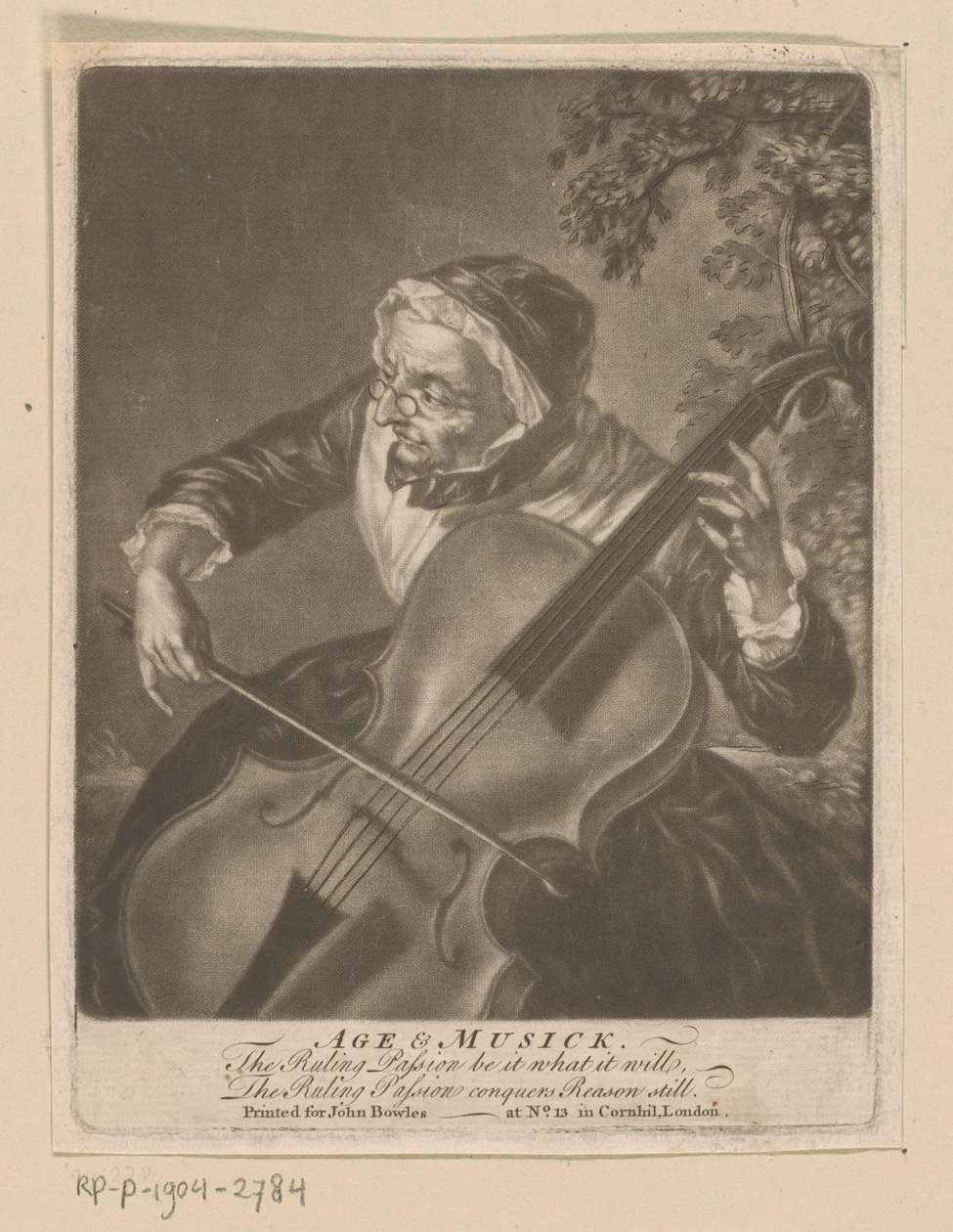 Alte Frau spielt Cello von Anonymous