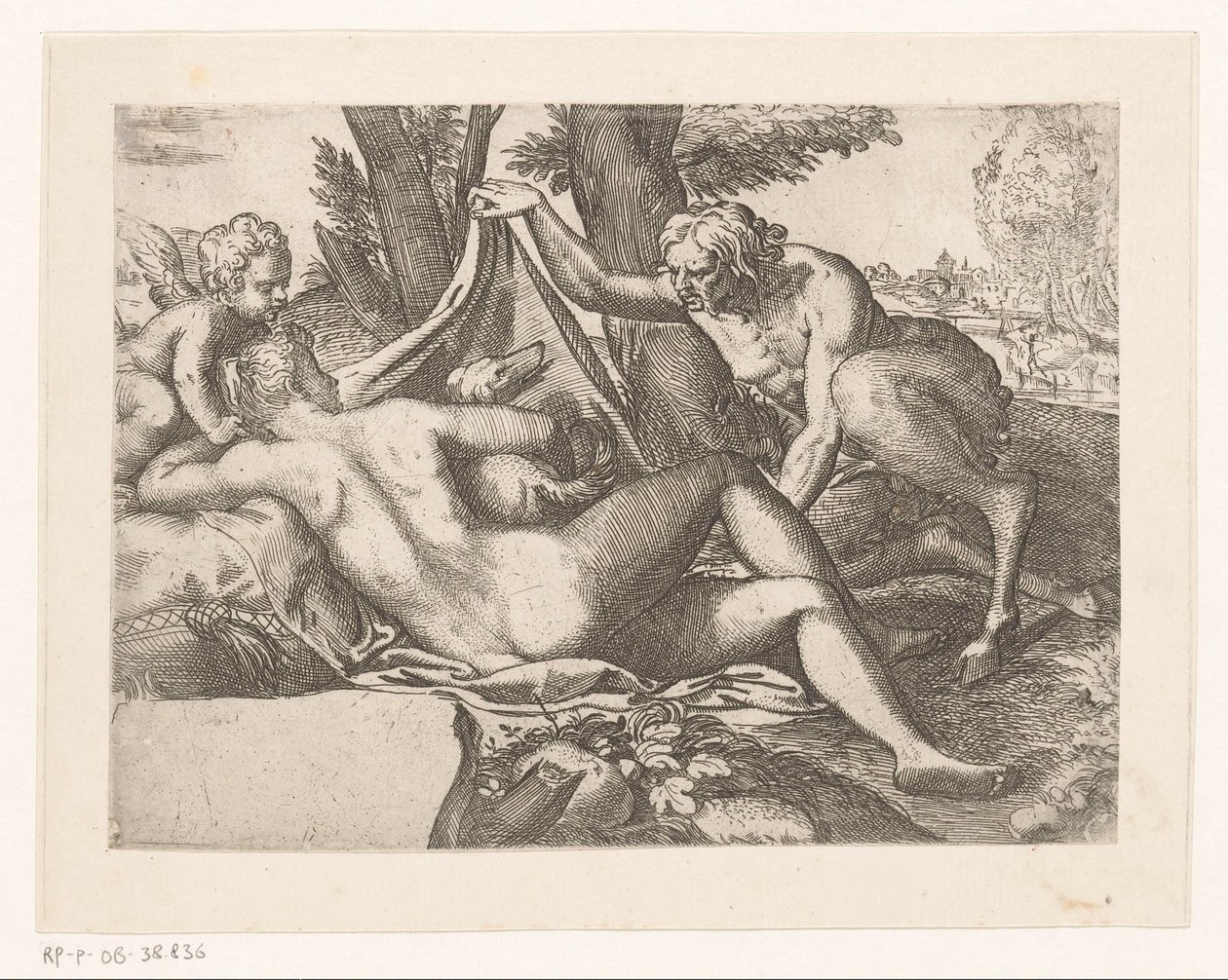 Schlafende Venus von einem Satyr beobachtet von Anonymous