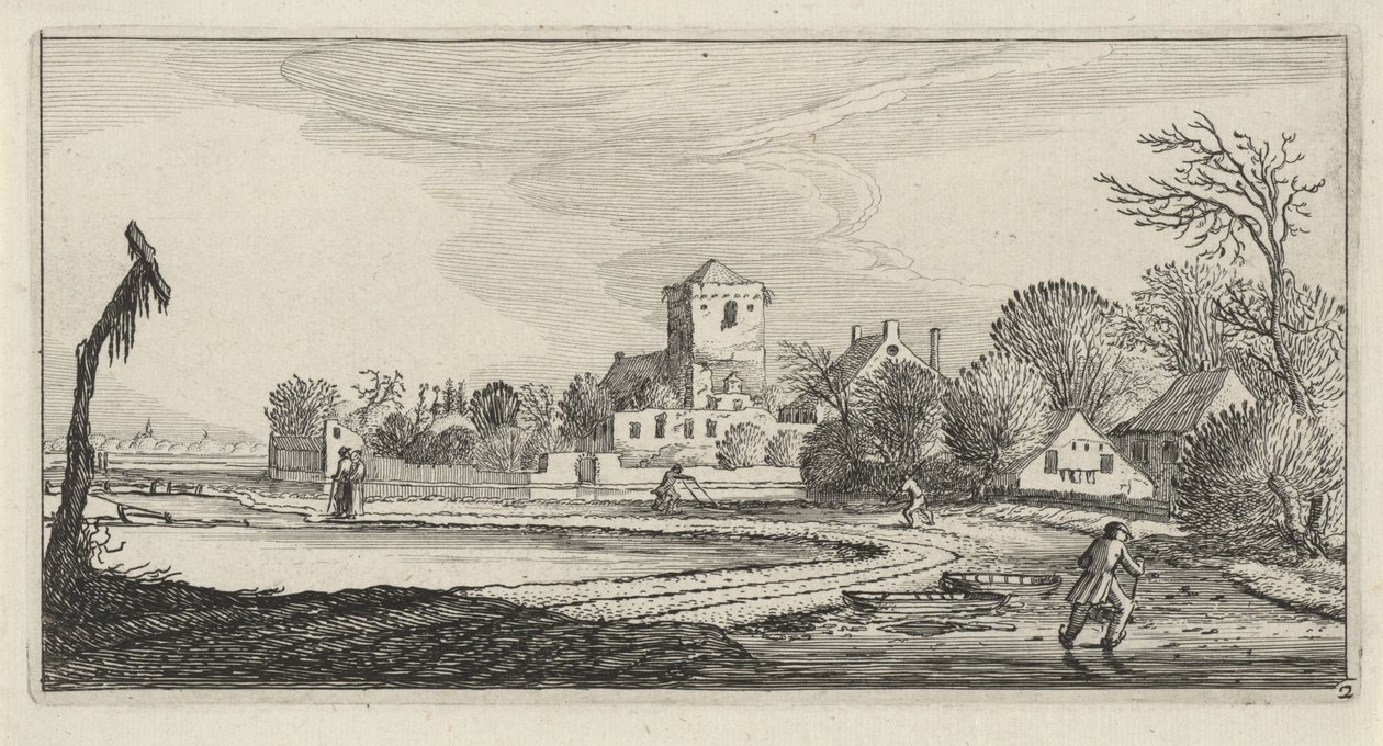 Winterlandschaft mit Schlittschuhläufern von Anonymous