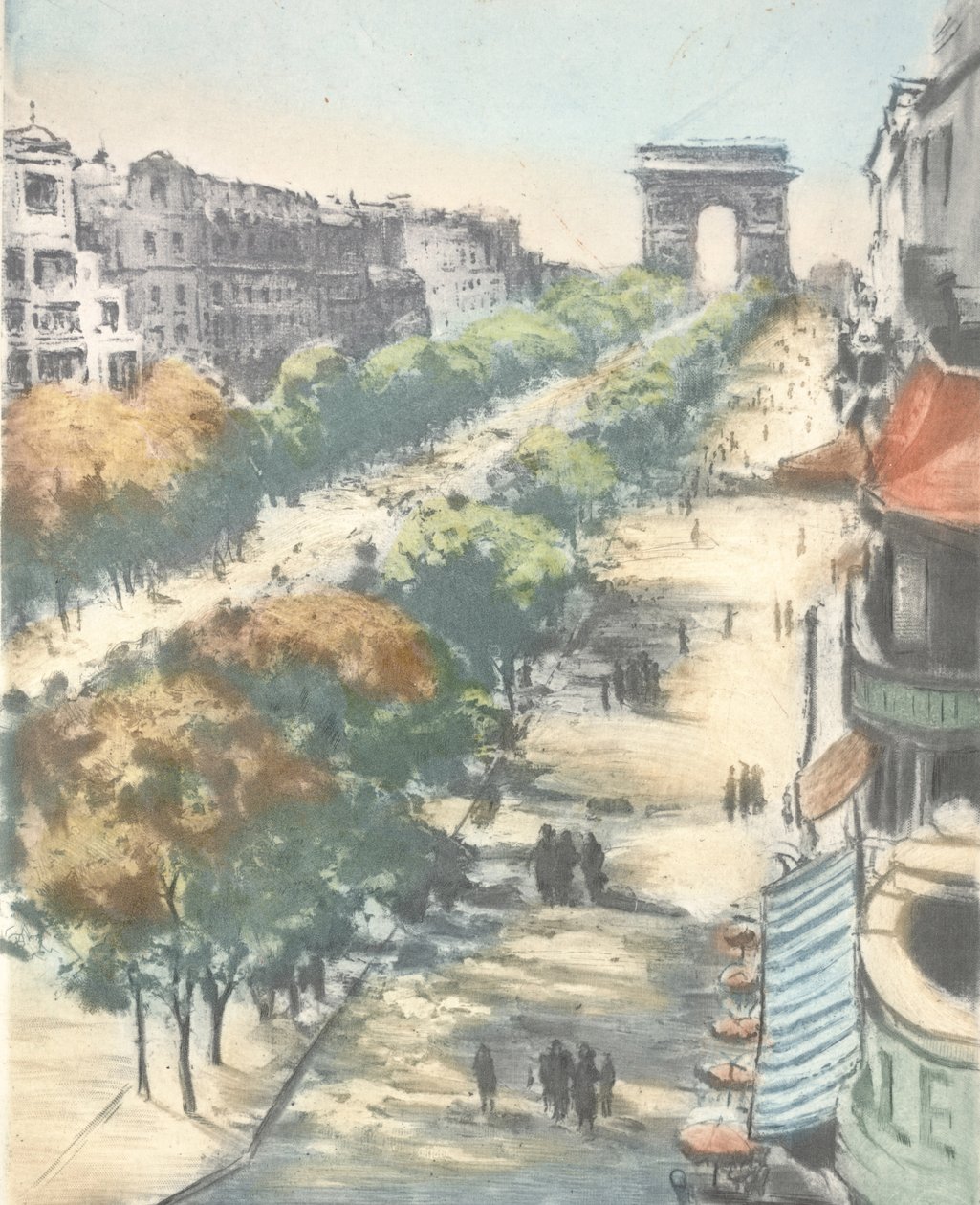 Champs Elysees (Radierung) von Anonymous Anonymous