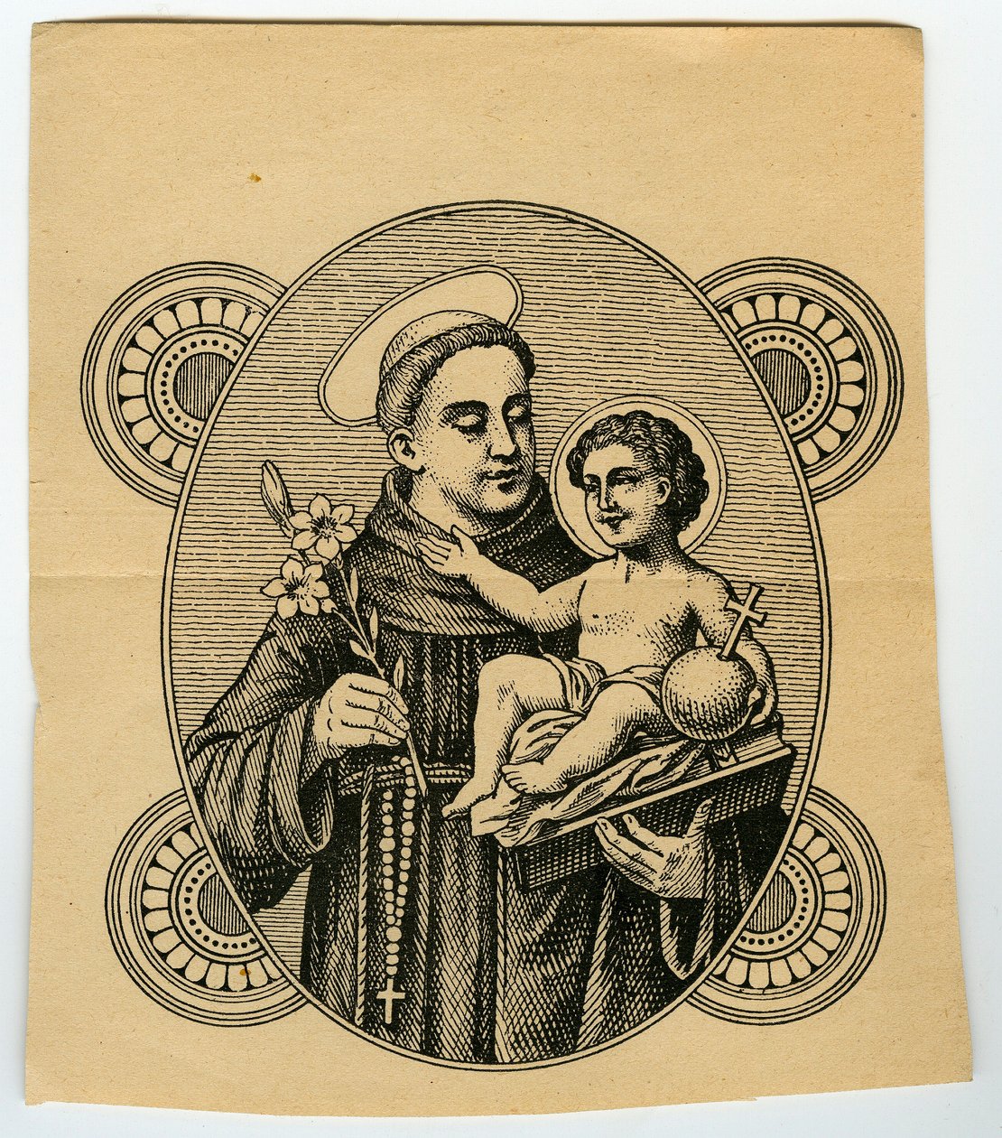 Andachtsbild: Heiliger Antonius von Padua (Gravur) von Anonymous Anonymous
