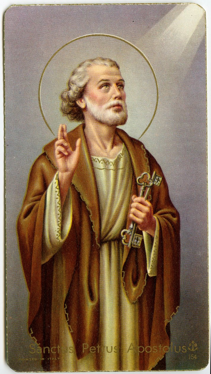 Andachtsbild: Der Apostel St. Peter (Chromolithographie) von Anonymous Anonymous