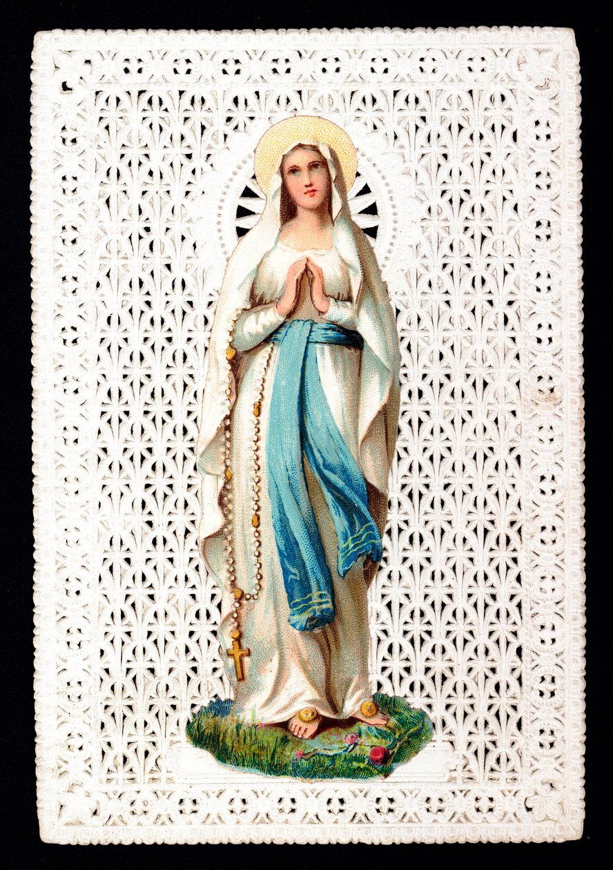 Jungfrau Maria Frommes Bild. Scherenschnitt-Chromolithographie. von Anonymous Anonymous