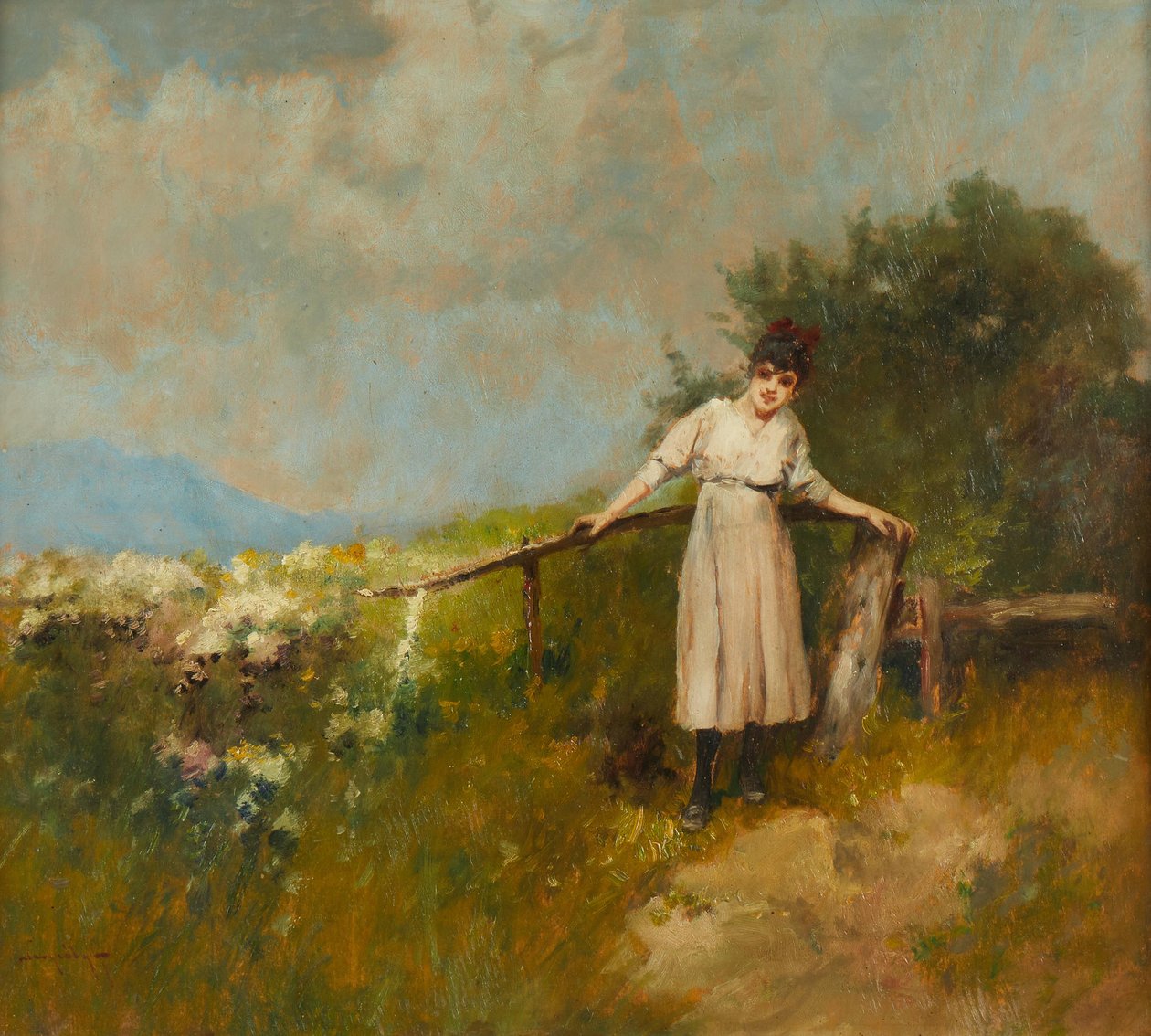 Mädchen in Landschaft von Antal Neogrady