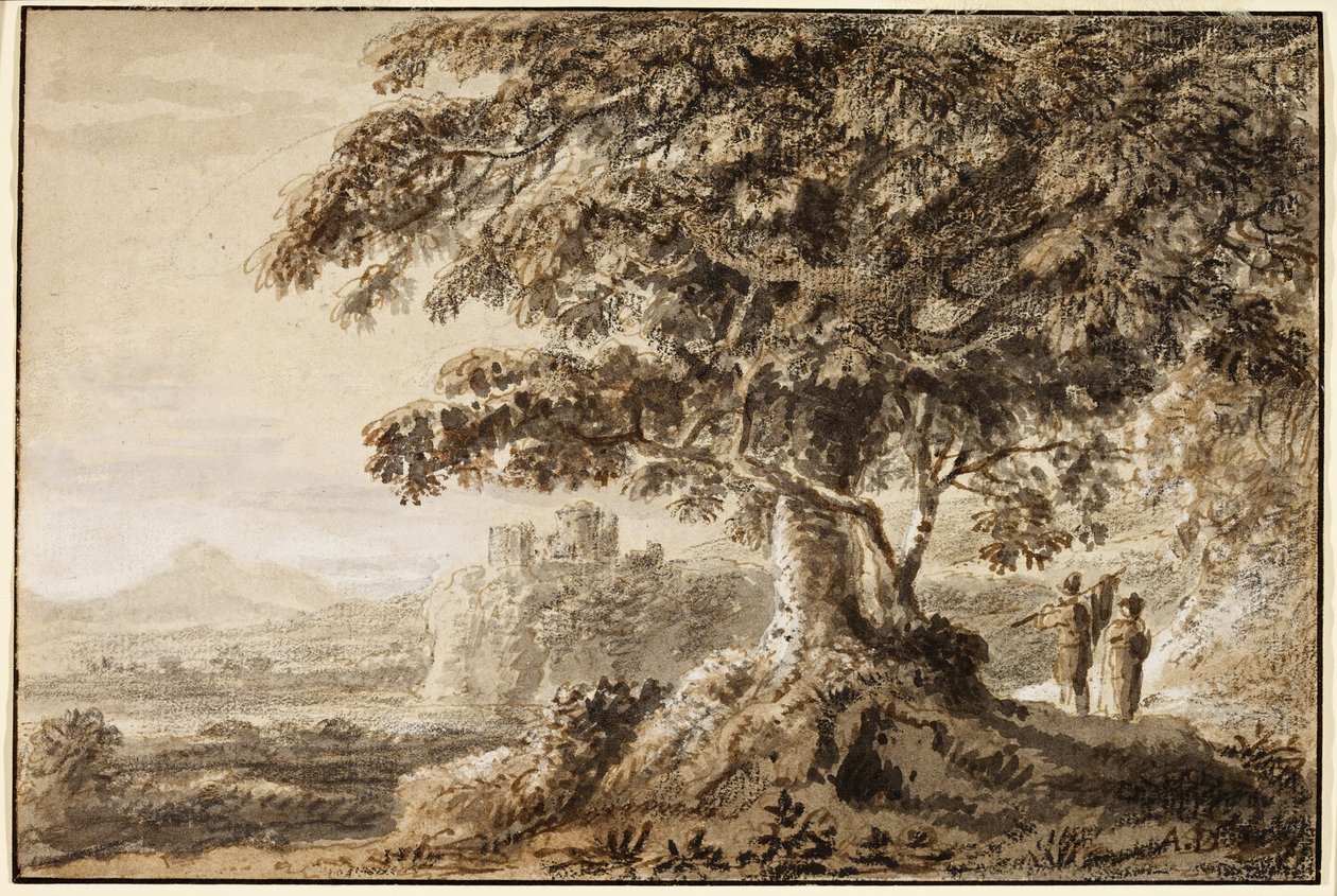 Landschaft - felsiger Vordergrund und zwei Figuren von Anthony Devis