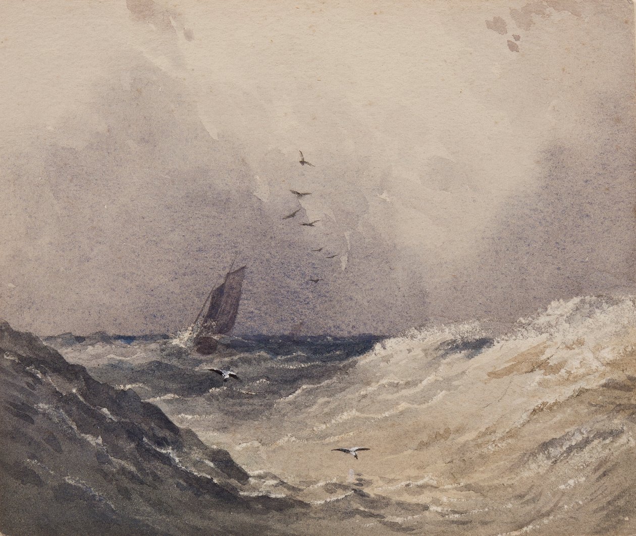 Segelboot vor einem Sturm, ca. 1830 von Anthony Vandyke Copley Fielding