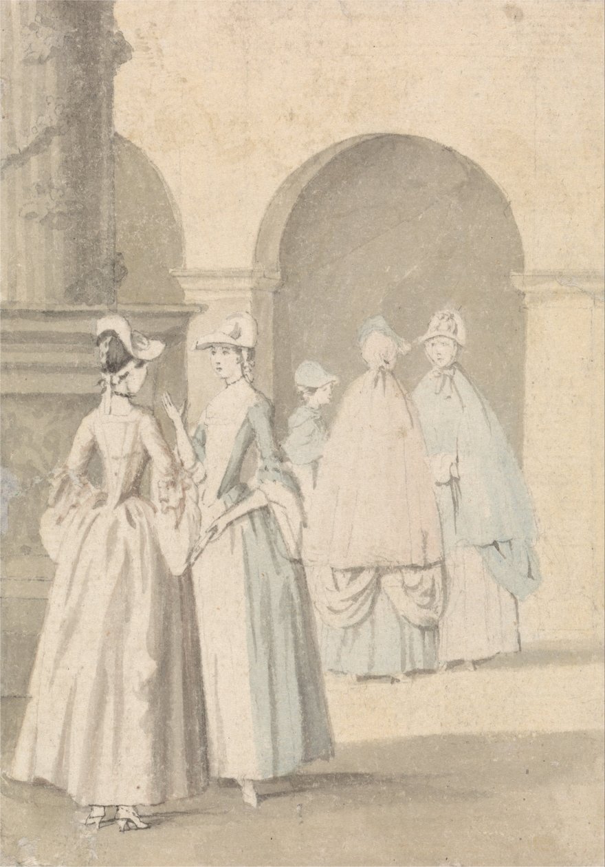Damen neben einer Säule und Arkade von Anthony Highmore