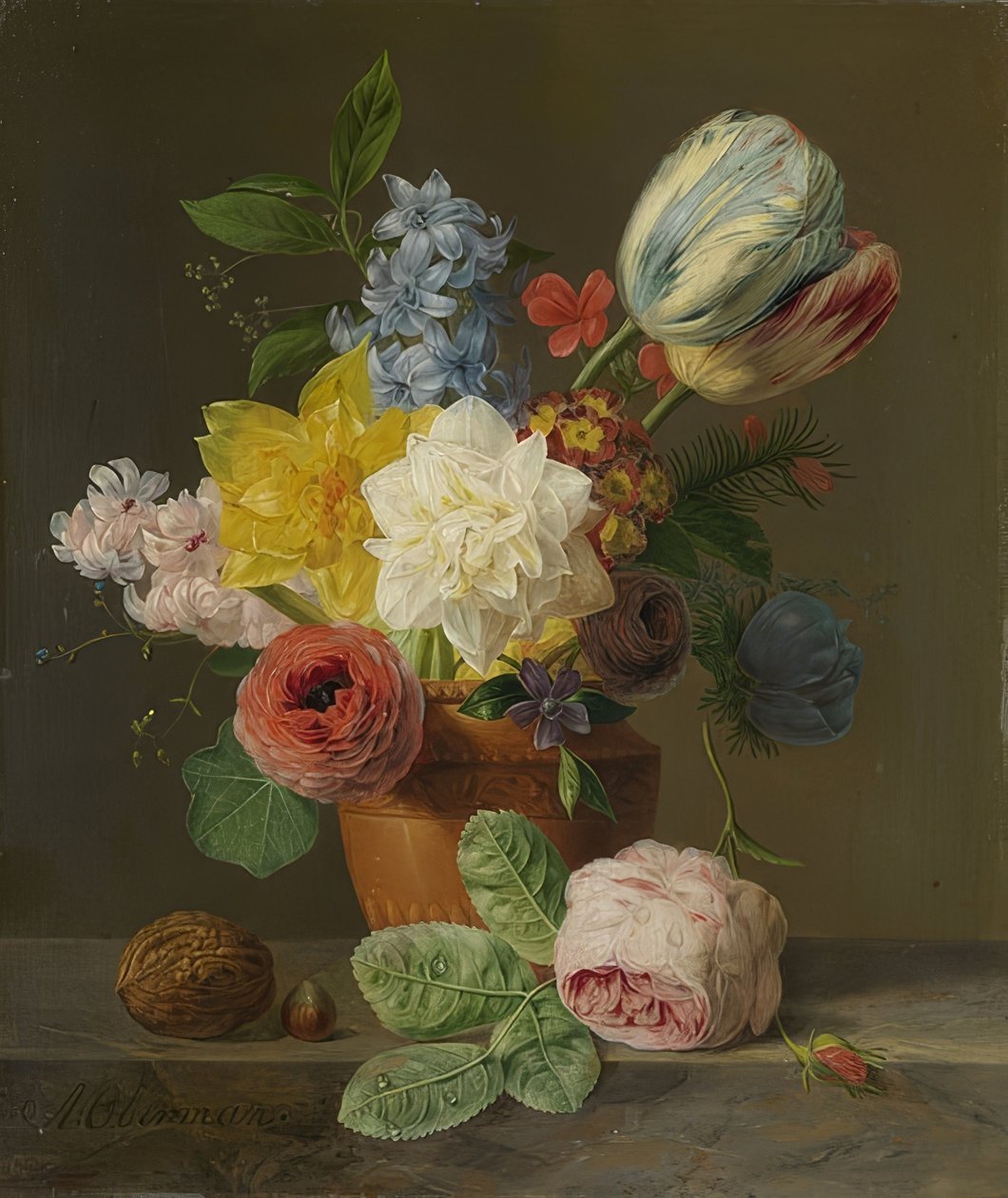 Stillleben mit Blumen und Nüssen von Anthony Oberman