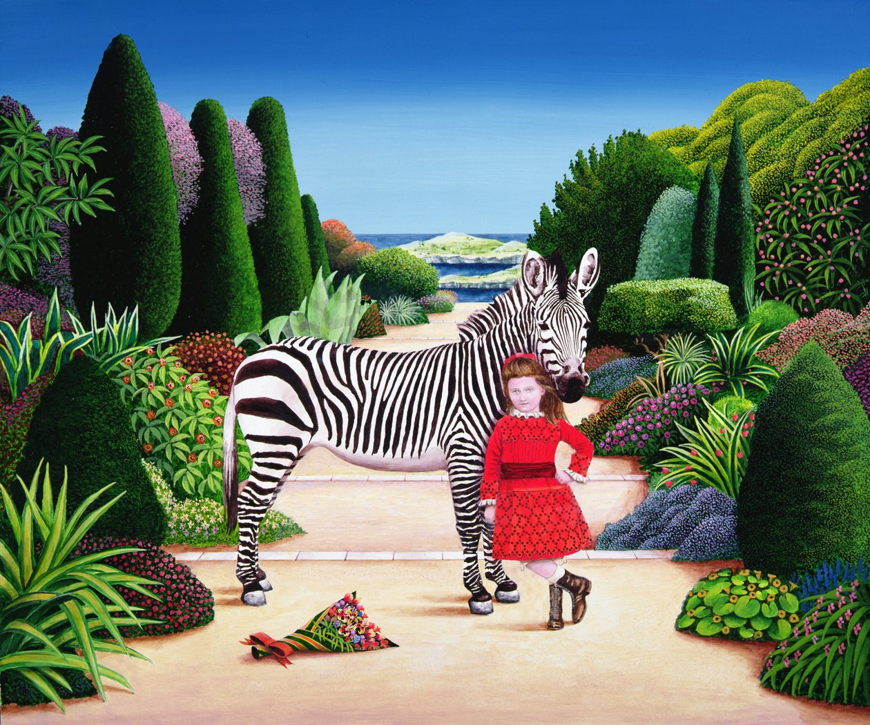 Mädchen mit Zebra von Anthony Southcombe