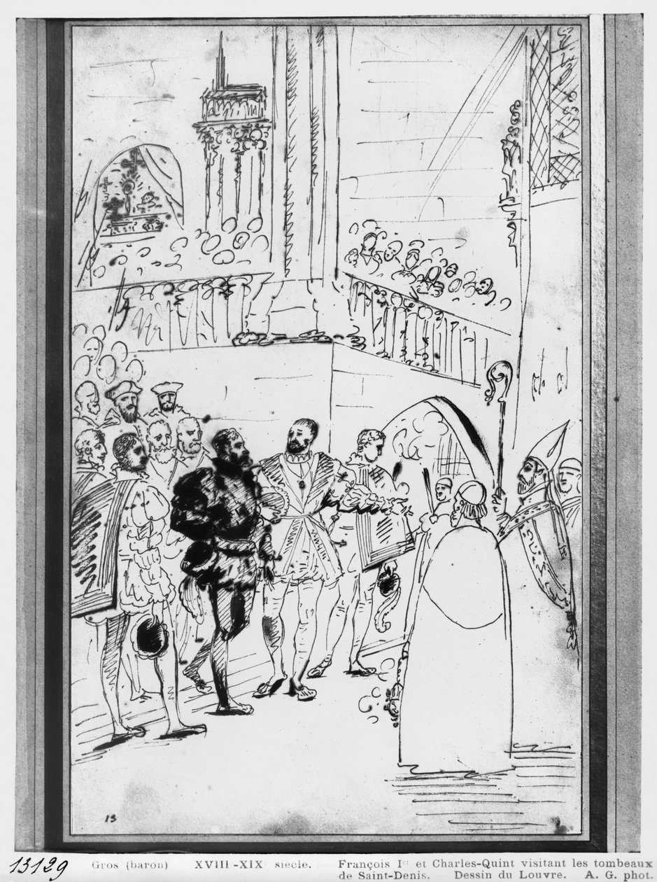 Franz I. und Karl V. in der Abteikirche von Saint-Denis (c.1811) von Antoine Jean Gros
