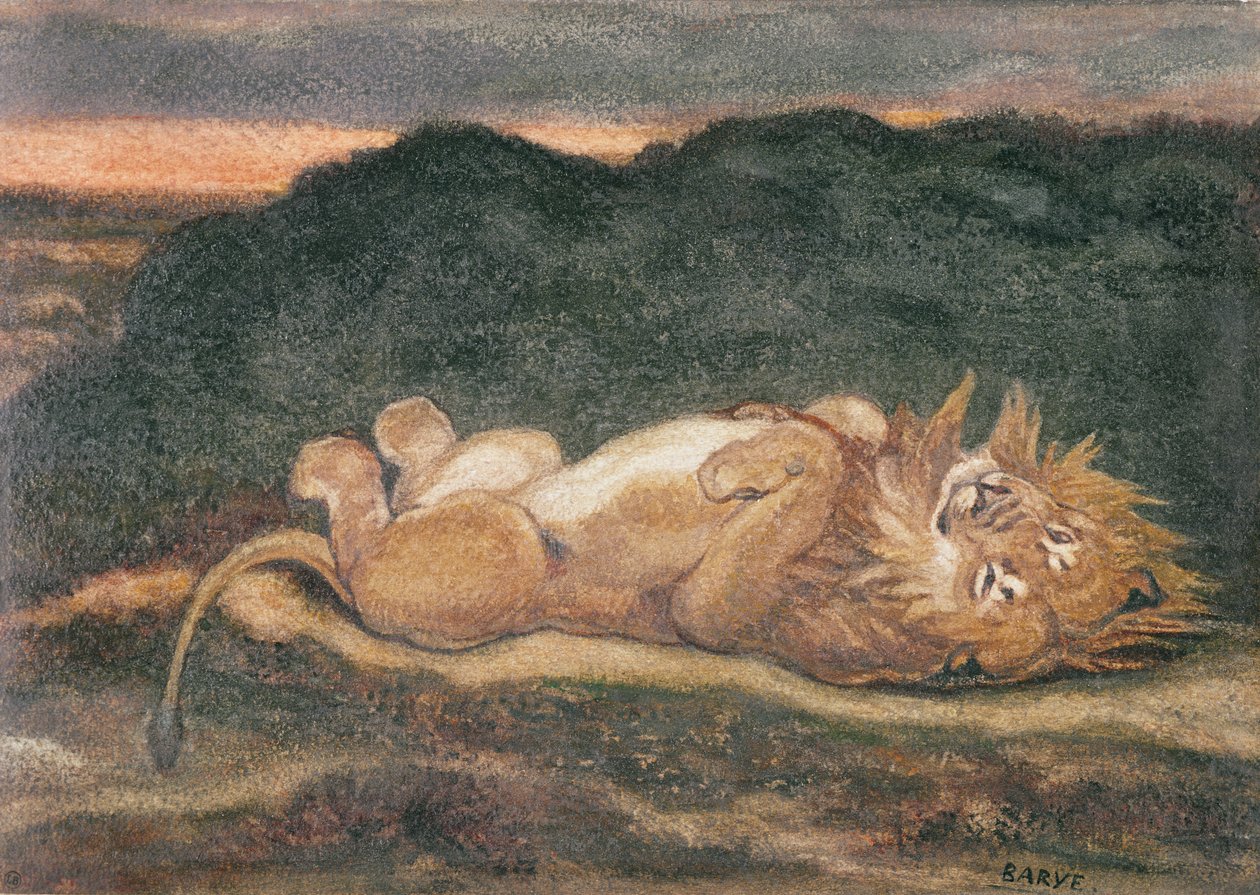 Löwe ruht auf dem Rücken von Antoine Louis Barye