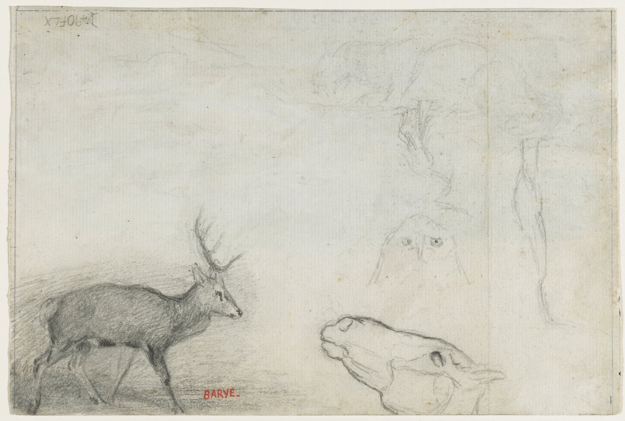 Tierstudien (verso) von Antoine Louis Barye
