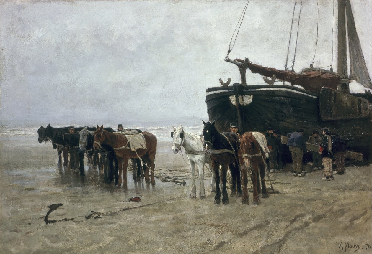 Boot am Strand von Scheveningen von Anton Mauve
