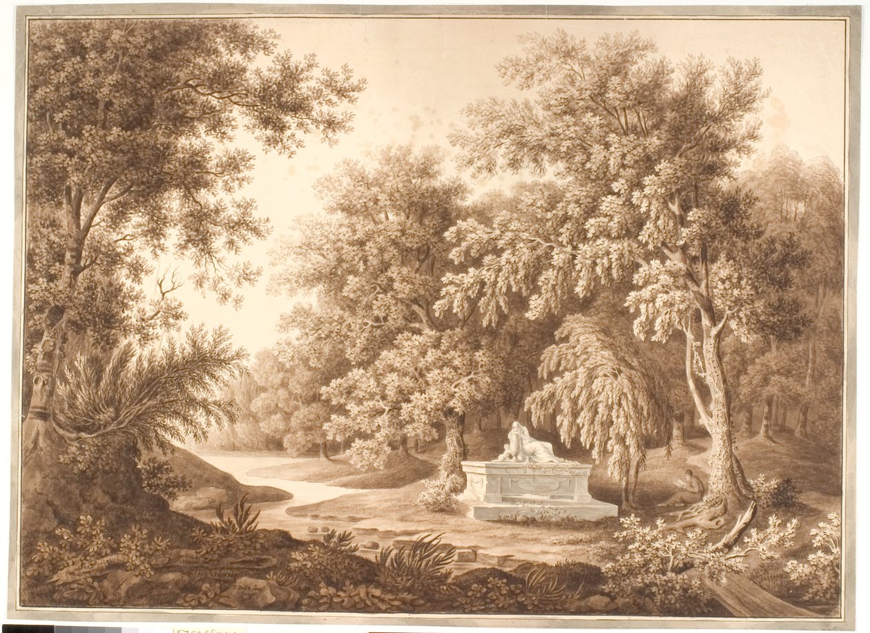 Park mit einem Grabmal von Anton Carl Dusch