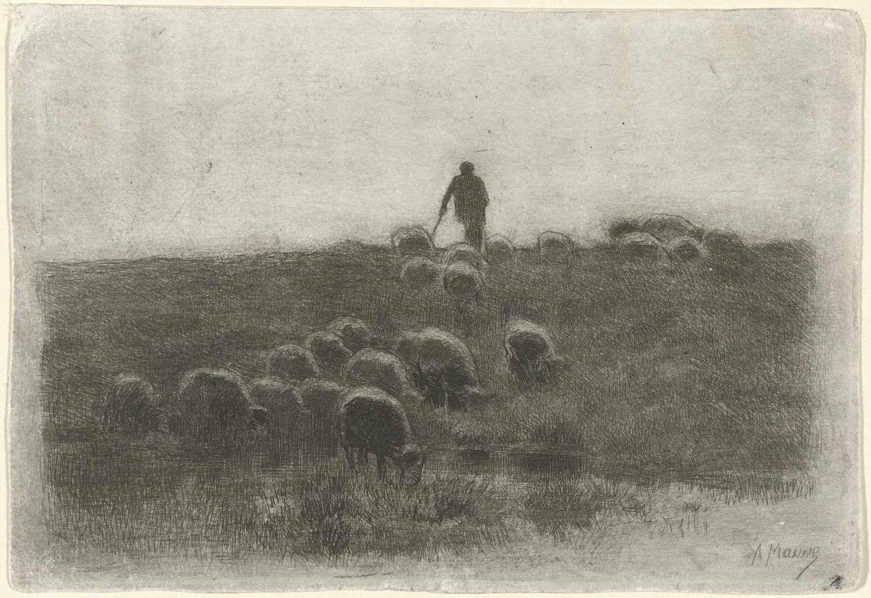 Hirte mit Schafherde von Anton Mauve