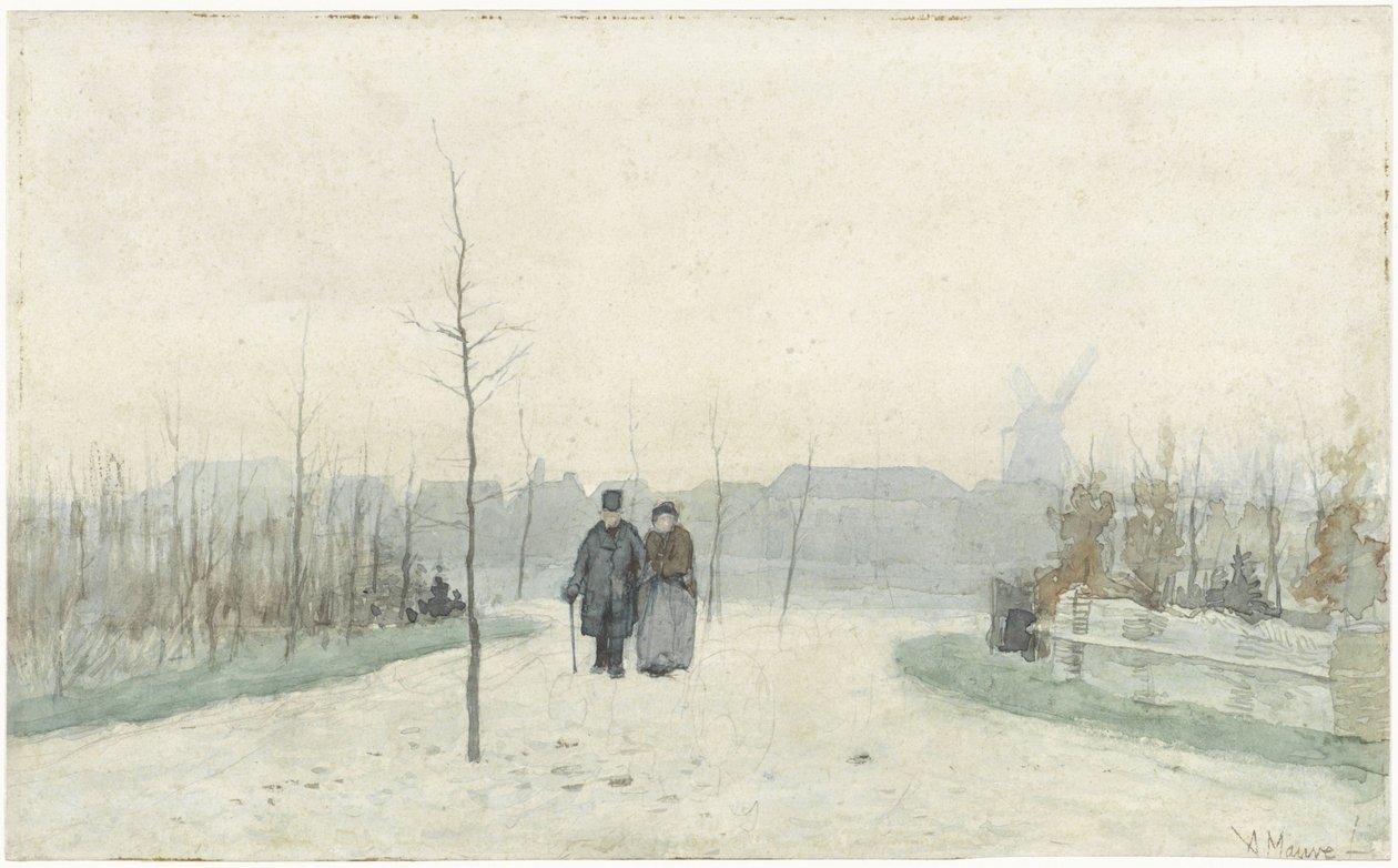 Altes Paar in einem neu angelegten Park von Anton Mauve