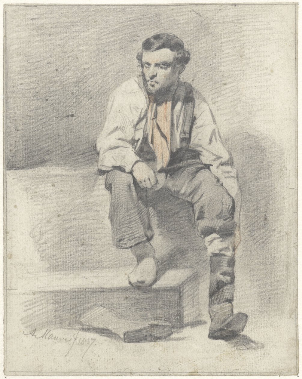 Sitzender Arbeiter von Anton Mauve
