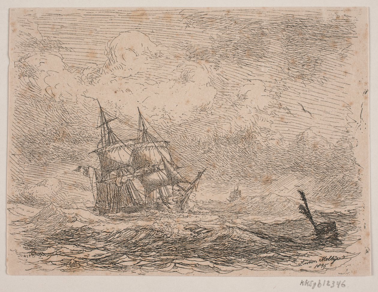 Eine Brigg in stürmischer See von Anton Melbye
