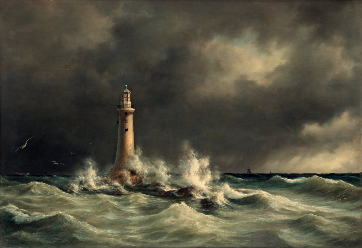 Leuchtturm bei Stora Bält von Anton Melbye