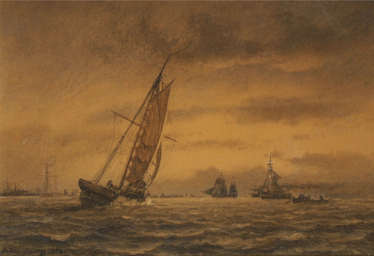Zahlreiche Segelschiffe auf See von Anton Melbye