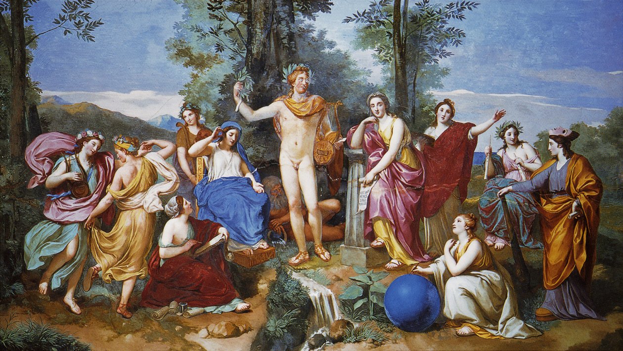 Apollo, Mnemosyne und die neun Musen von Anton Raphael Mengs