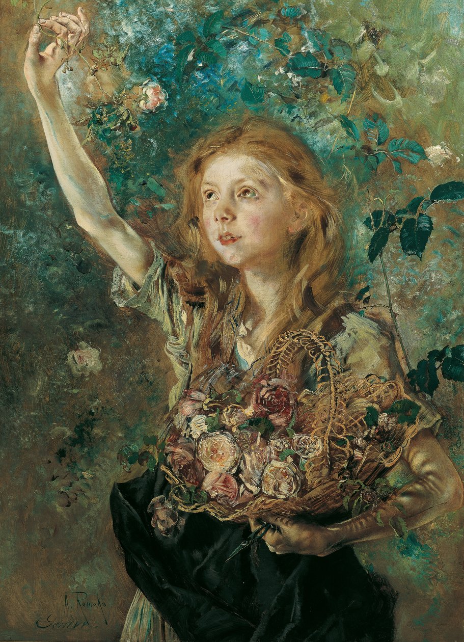 Die Rosenpflückerin von Anton Romako