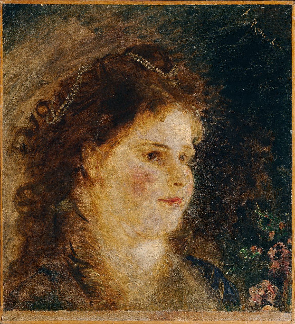 Mädchen mit Perlenkette im Haar von Anton Romako