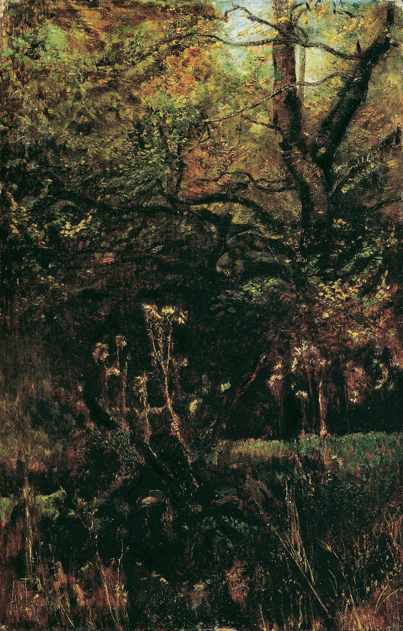 Waldlichtung mit Disteln von Anton Romako