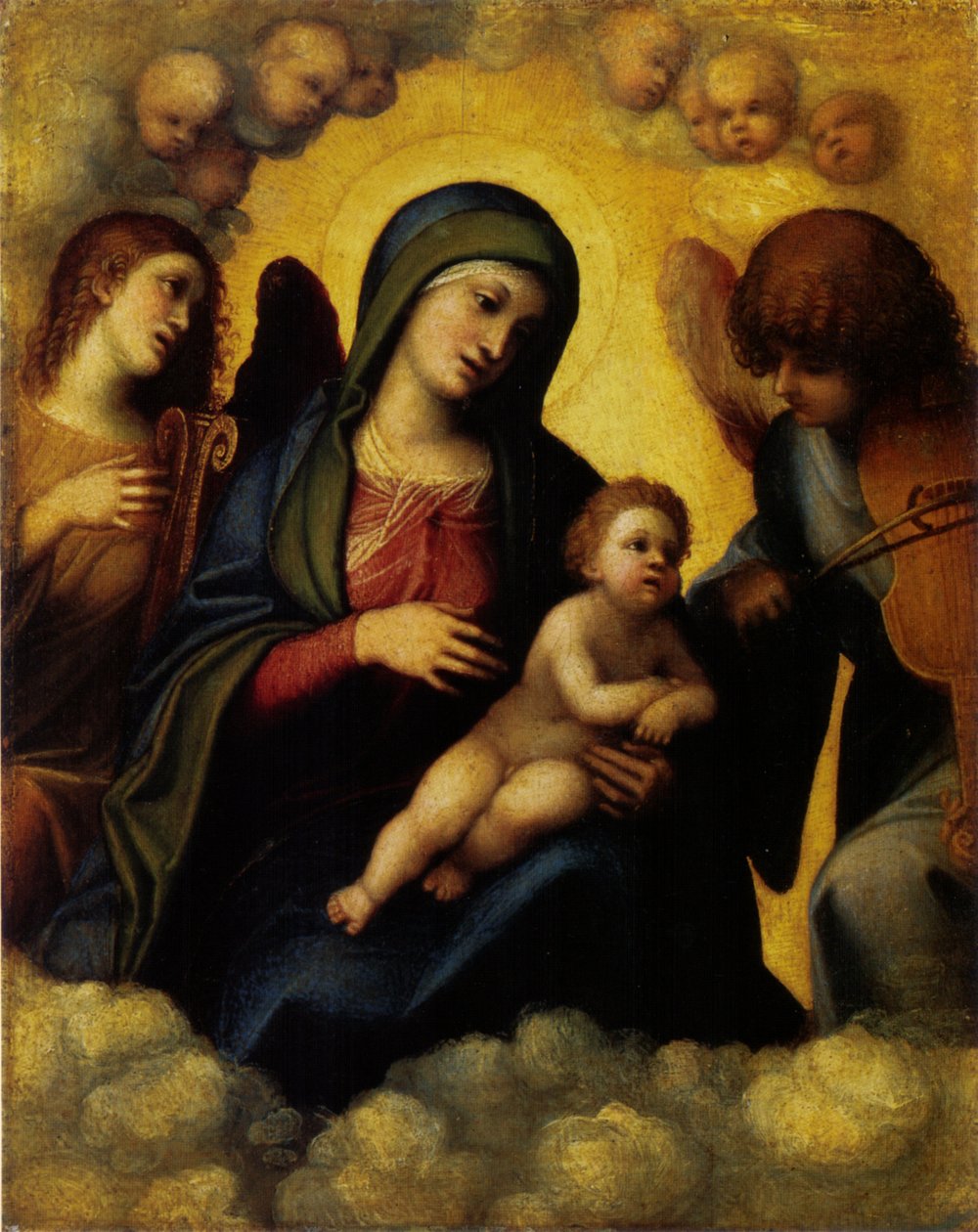 Madonna mit Kind und zwei Engelmusikern von Antonio da Correggio
