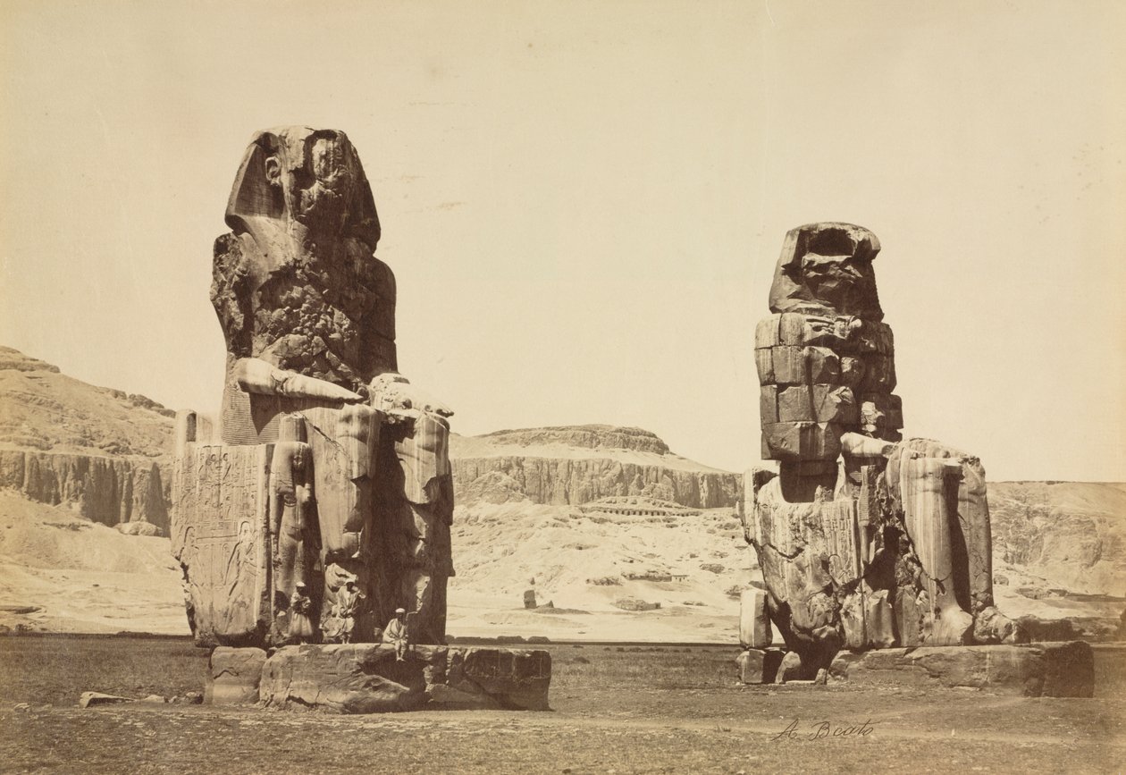 Die Kolosse von Memnon, Theben von Antonio Beato